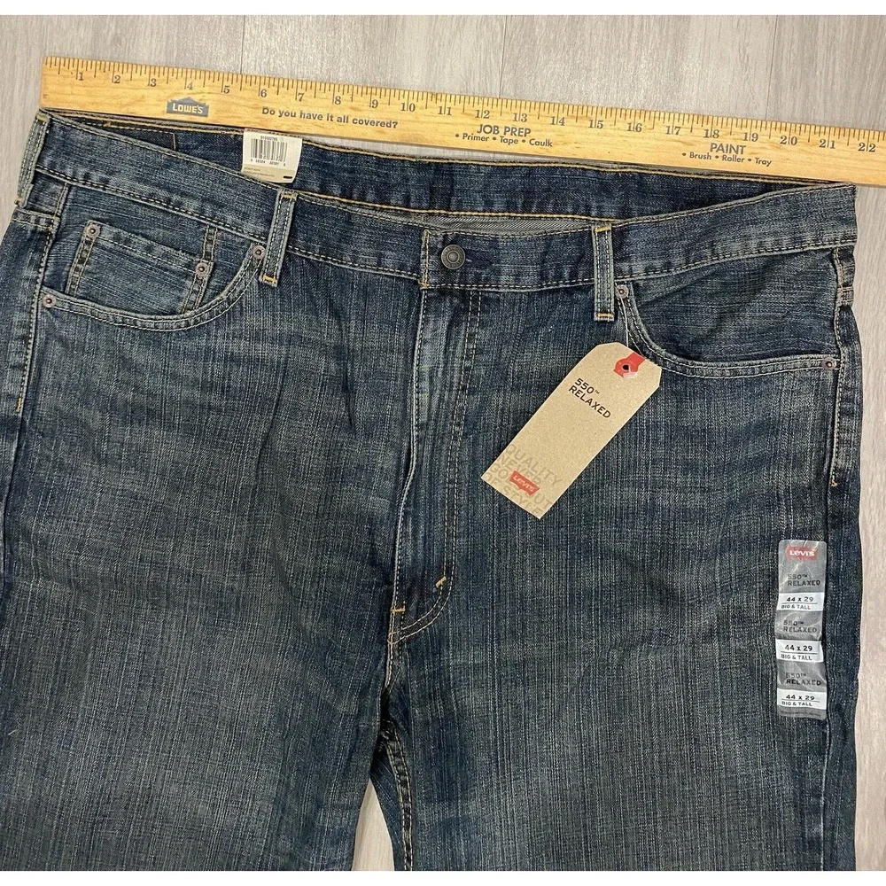Levi's 550 Jeans Men's 44 x 29 Big & Tall Blue Denim Tapered Leg Relaxed Fit $70